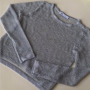 Zara Silver Open-Knit Top